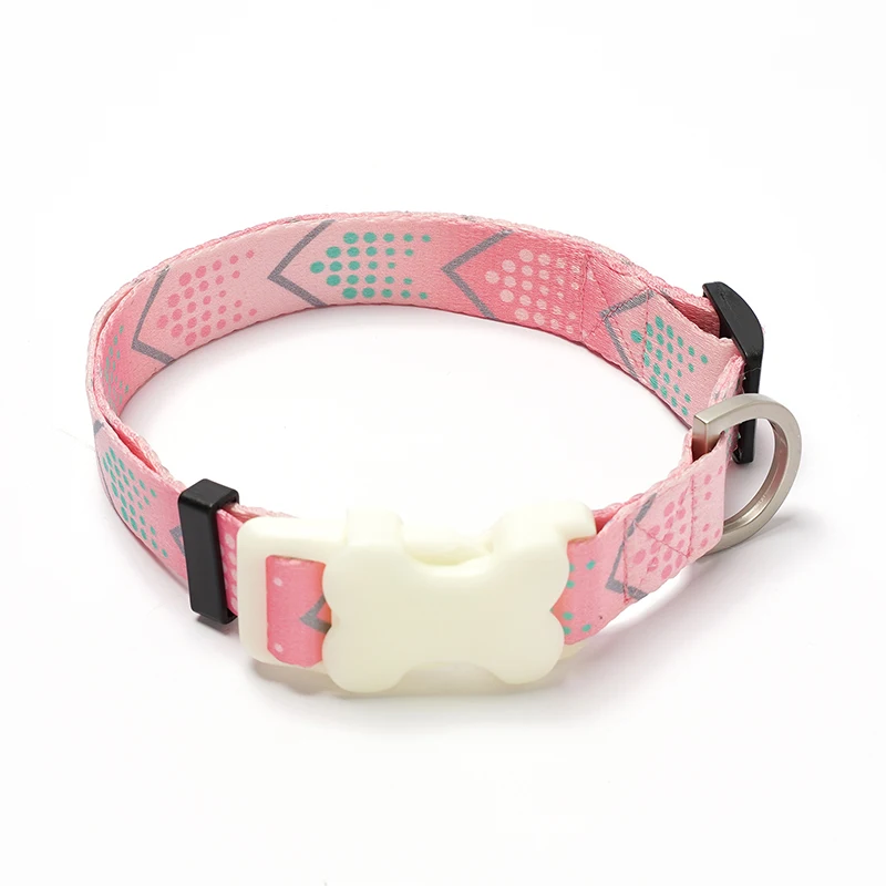 Dog Collar with Bone Buckles Glow in the Dark Luminous Pooch Printed