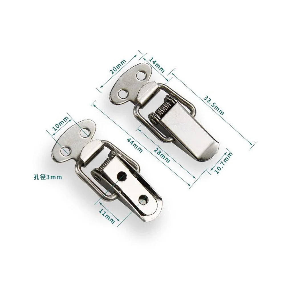 Description Picture 3 of itemMini Stainless Steel Cabinet Boxes Spring Loaded Latch Catch Toggle Clamp Hasp Lock For Chest Box Gift Suitcase Case Snap Lock