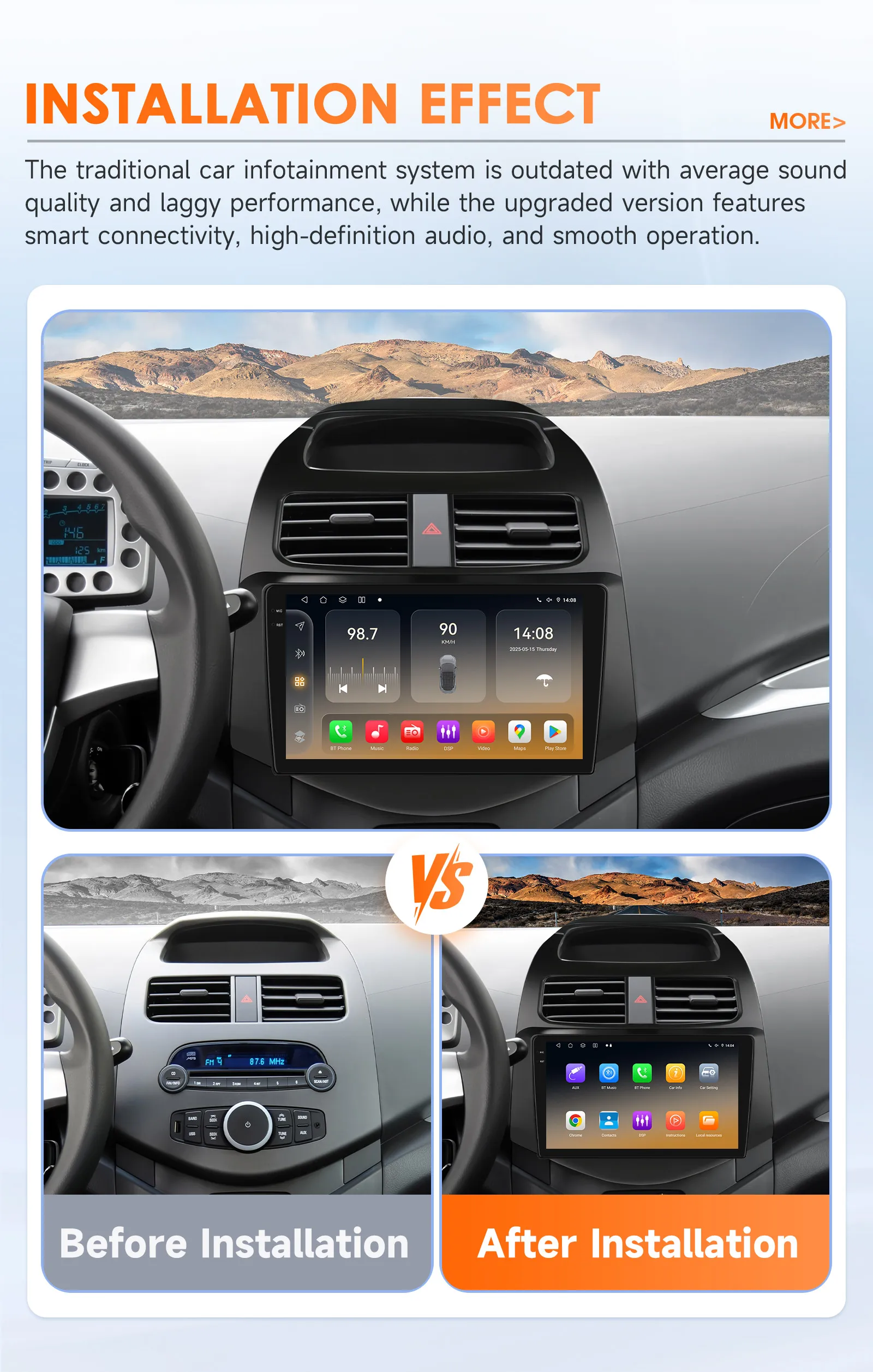 9-Zoll-Wireless-Carplay-Android-Auto-Autoradio für Chevrolet Spark Beat Matiz Creative 2010 2011 2012 2013 2014 Multimedia-Player GPS – Detail 4