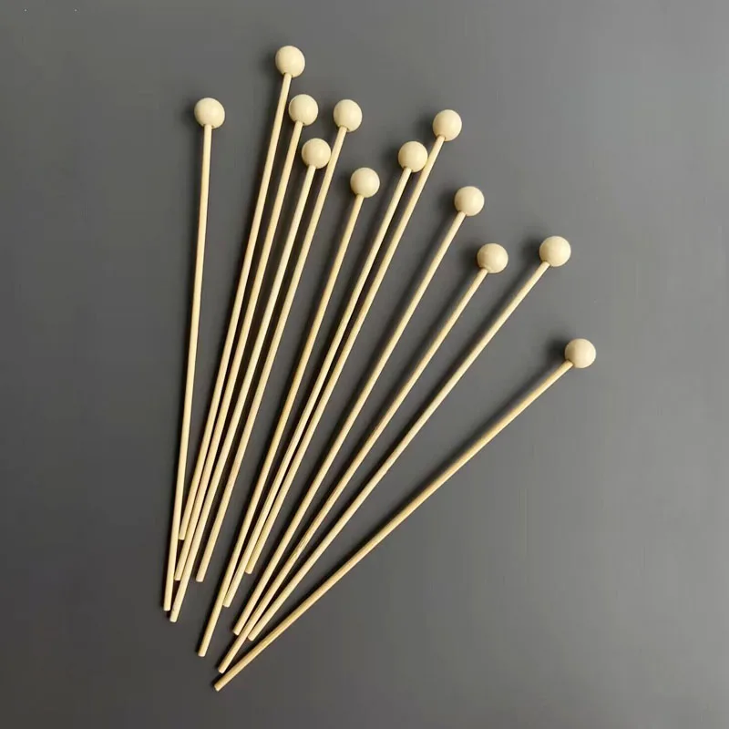 Wooden Sticks for Rock Candy Wood Stir Stick with Ball Cupcake Swizzle Sticks Drink Stirrer for Party Decoration 500pcs