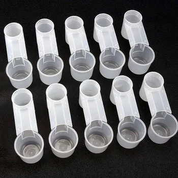 10pcs Plastic Pet Bird Pigeon Parrot Drinker Feeder Aviary Cage Transparent Poultry Water Bottle Cup