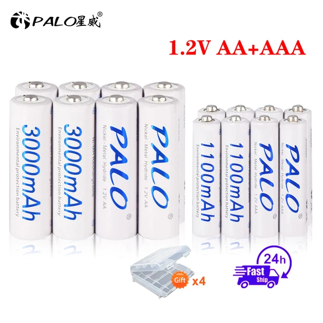 PALO 4-16Pcs 1100mAh AAA Rechargeable Battery 1.2V Ni-MH AAA Battery  Rechargeable 3A Batteries Battery Rechargeable aaa Battery