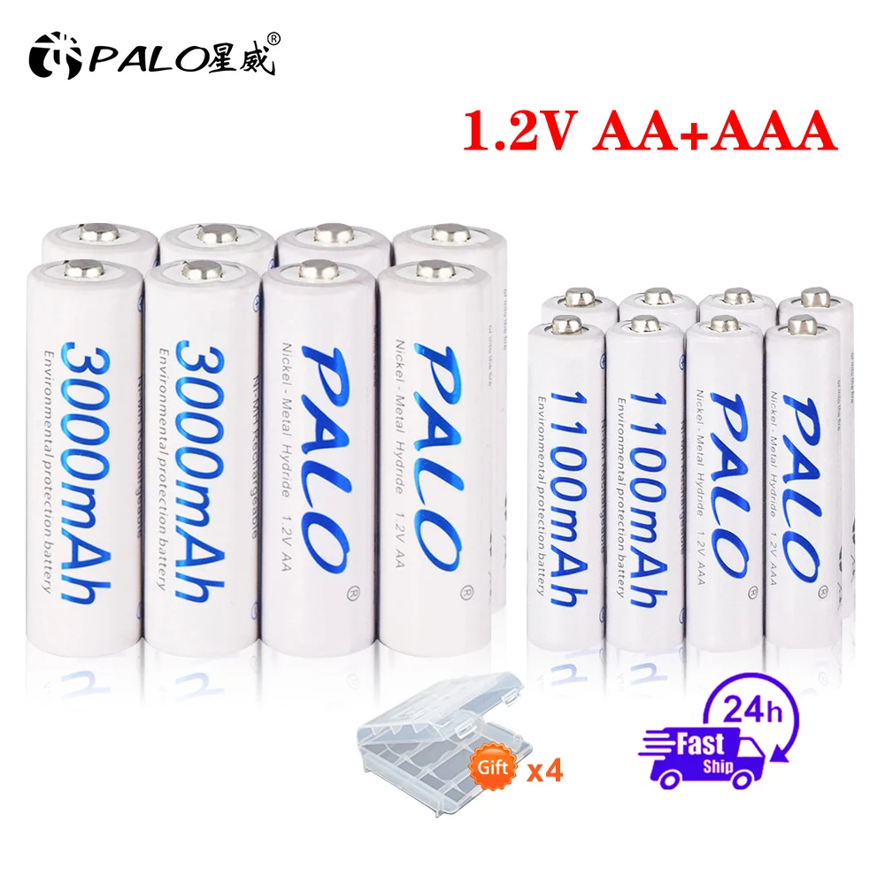 PALO-Piles rechargeables AA et AAA, Pipeline Nilaissée, Piles AA 1.2 mAh,  Piles 3A AAA 3000mAh, 4-32 pièces, 1100 V - AliExpress