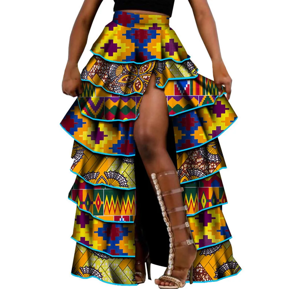 

Dashiki African High Waist Cupcake Skirt New Fashion Woman Skirt Ankara Wax Print Casual Fashion African Maxi skirt For Women