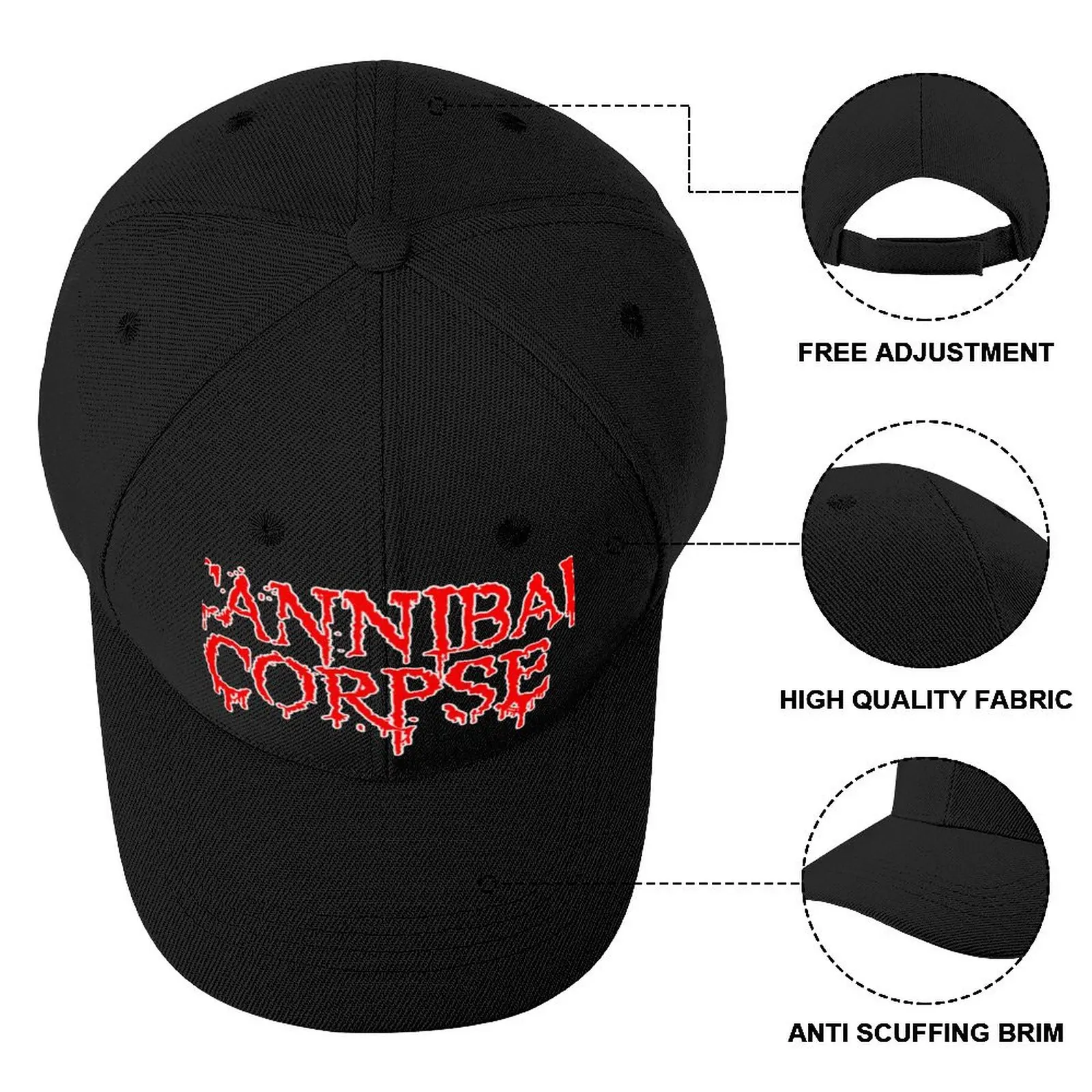 Cannibal Corpse (Transparent) Red and White Baseball Cap Christmas Hat Male Hat For Man Women'S