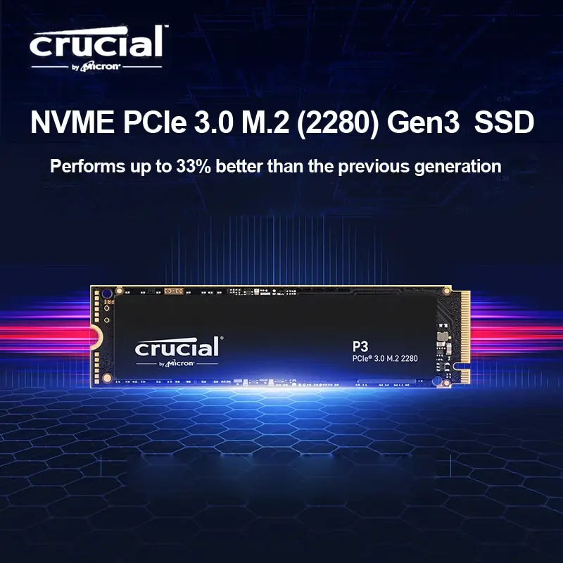 P3 Crucial 500GB 1TB 2TB PCIe Gen3 3D NAND NVMe M.2 SSD, hasta 3500 MB/s