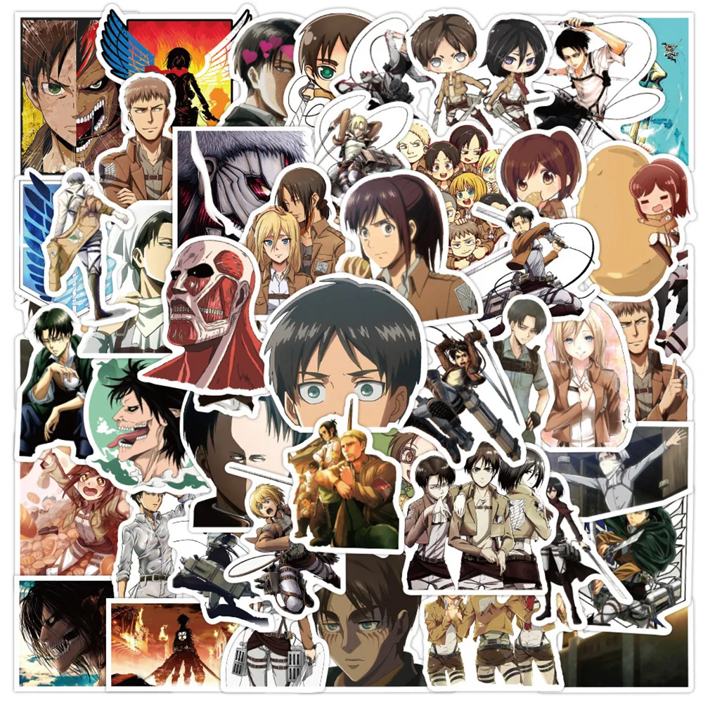 

10/30/50/100pcs Cartoon Anime Attack on Titan Waterproof Stickers Skateboard Laptop Luggage Motorcycle Phone Cool Sticker Toy