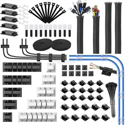 Comprehensive Cable Management Organizer Kit with Holders, Sleeves, Clips, and Straps (186 PCS)