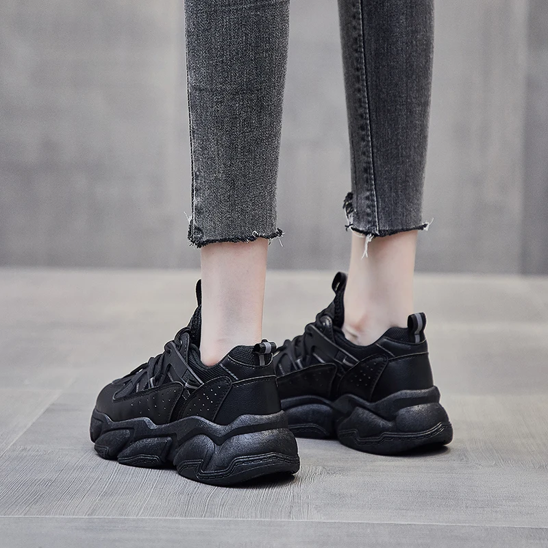 New Women Chunky Sneakers Fashion Comfortable Running Sport Shoes Woman Vulcanize Shoes Female White Thick Sole Platform Casual