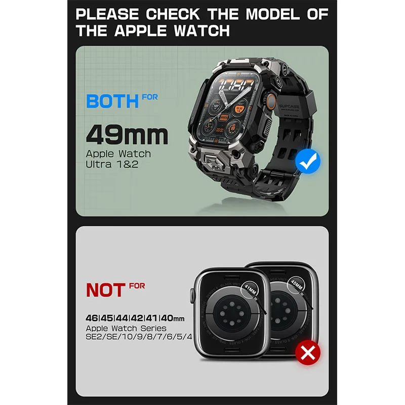 SUPCASE Rugged Sport Bumper Case with Adjustable Strap for Apple Watch Ultra 49mm