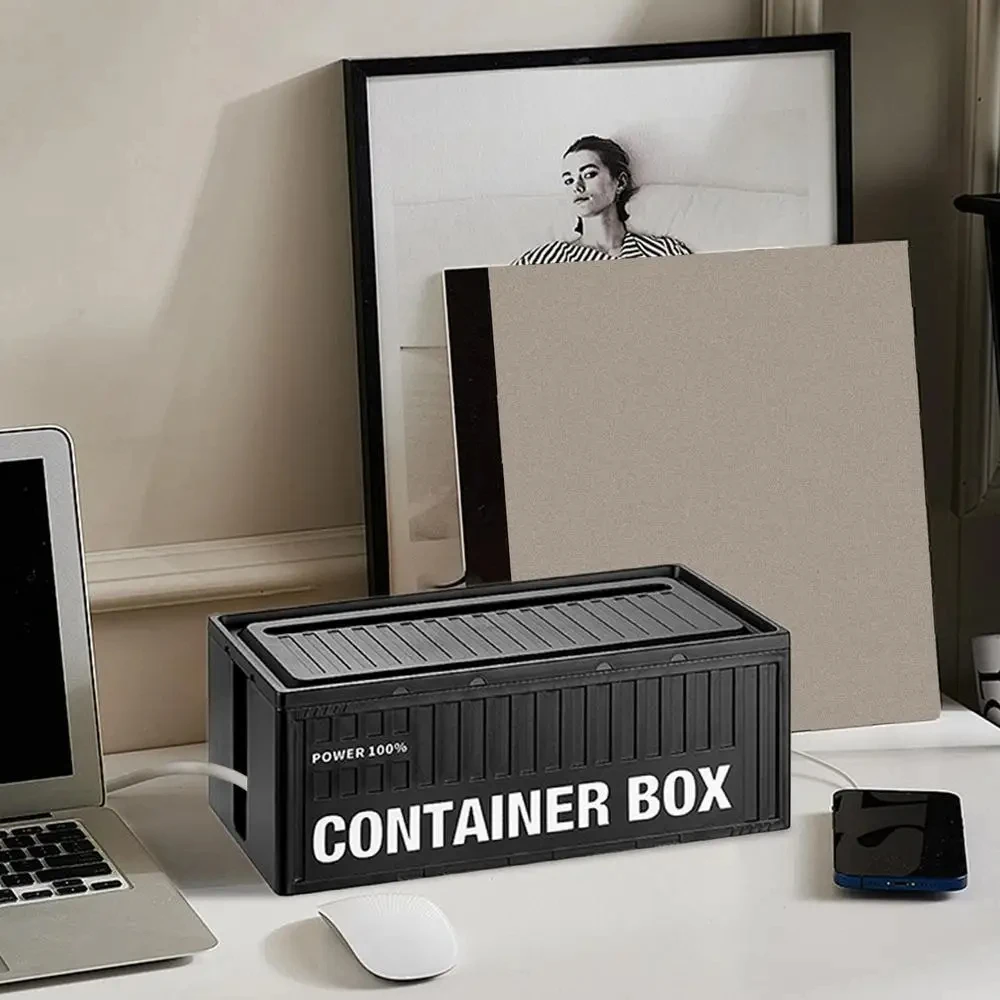 Cable Storage Box With Lid For Home Office High Capacity Cord Organizer Creative container desktop power strip storage box