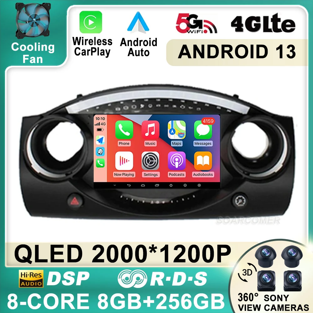 

9 Inch Android 13 For BMW Mini Cooper S R50 R52 R53 2004 2005 2006 2007 Multimedia 4G Car GPS Video Player TV Navigation Radio