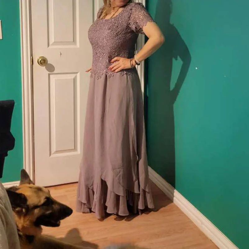 

Classic Mother of The Bride Dresses Scoop Chiffon Wedding Party Dress Lace A-line Mother Dress for Wedding Vestido Mae Da Noiva