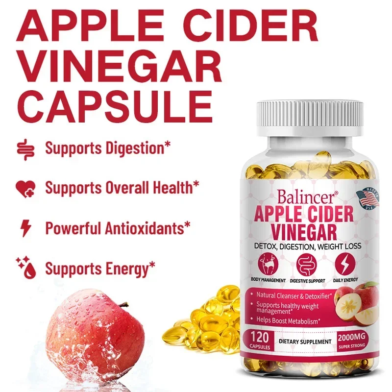 Fat Burner Apple Cider Vinegar Gummies Apple Cider Vinegar Supplement Capsules with Magnesium Green Tea for Detox Bloating Constipation
