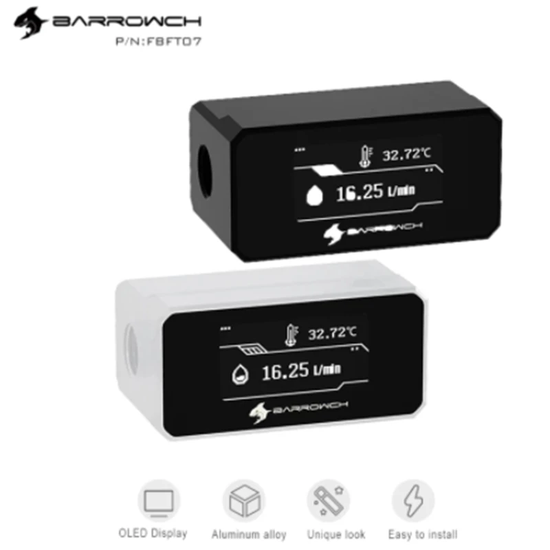 Oled Display Digital Termômetro de Água Flow Meter System Monitor Alarme de Alta Temperatura Refrigerador de Água g1 Oled Barrowch-fbft07