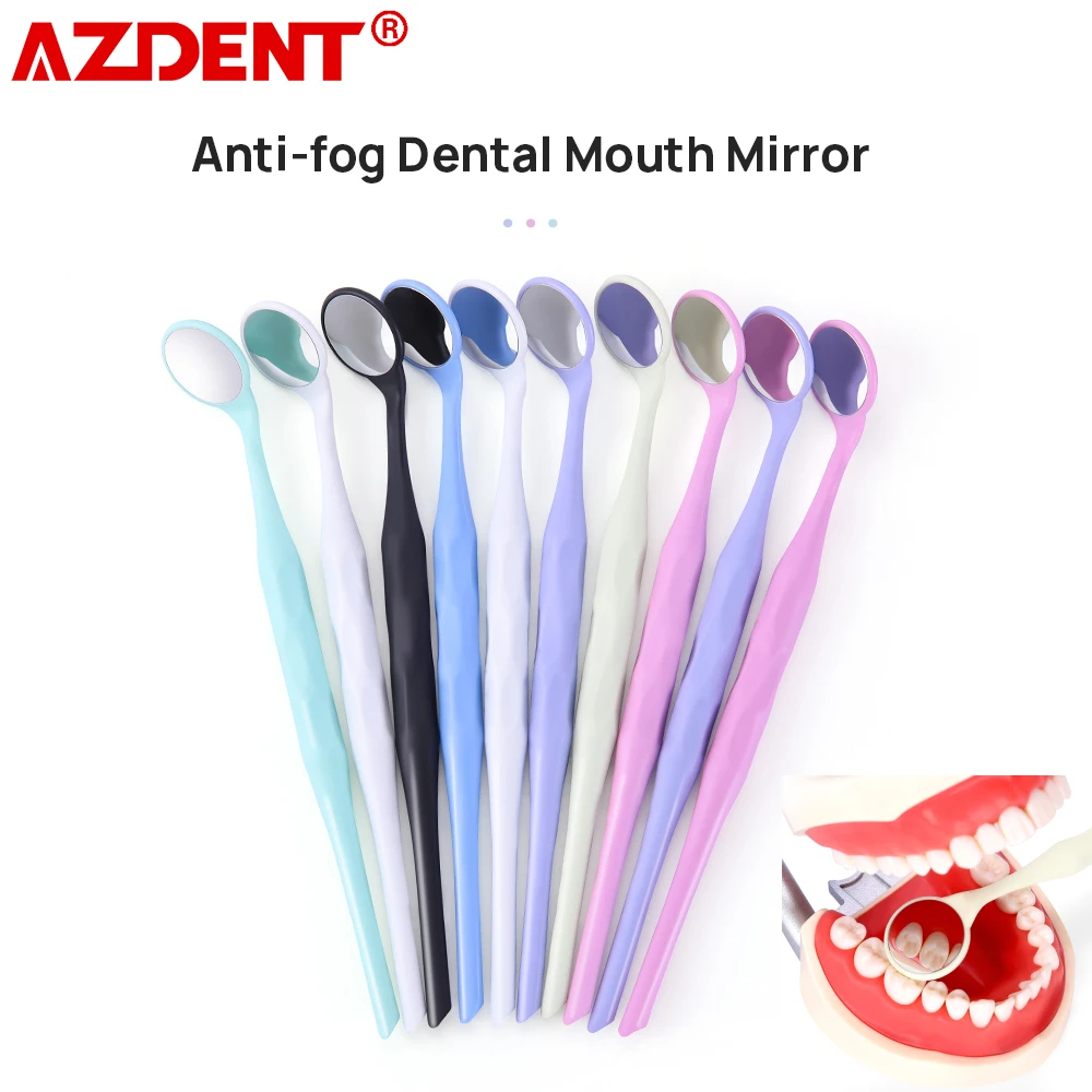 Azdent 10 Pcs Colorful Antifog Dental Mouth Checking Mirror Single