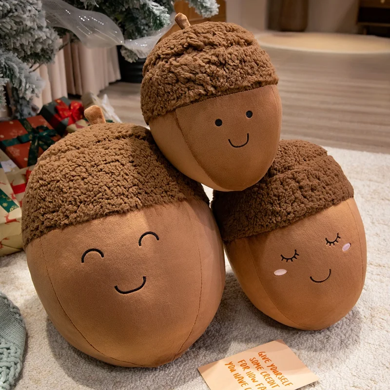 Cartoon Happy Chestnut Family Plush Toys Smile Hazelnut Doll Soft Cotton Stuffed Cozy Throw Pillow Kawaii Kids Gift Home Decor