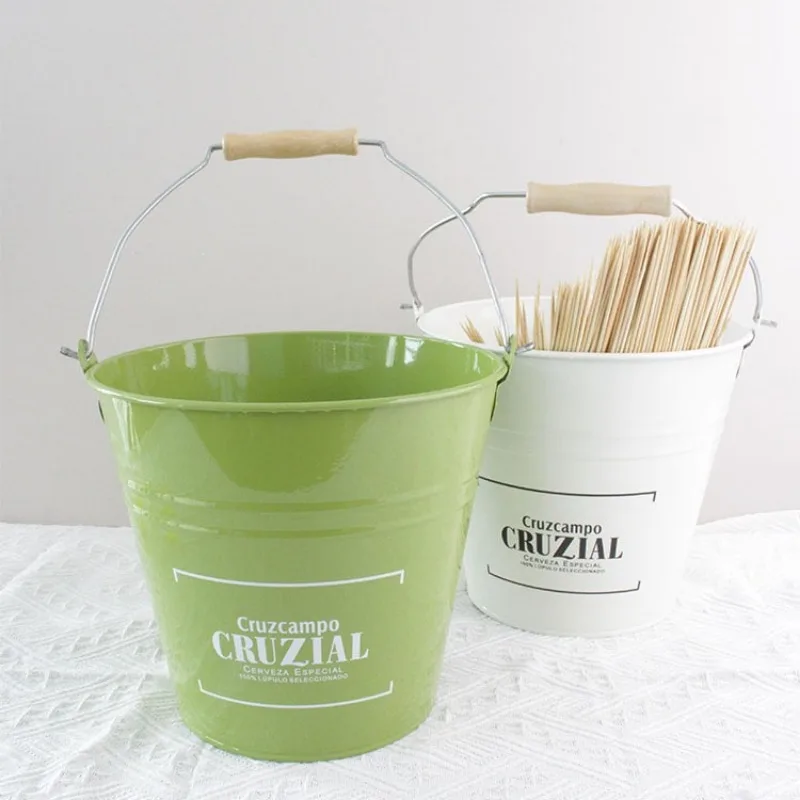 Commercial Ice Bucket Beverage Beer Barrel Outdoor Household Ice Cube Milk Tea and Cola Creative Iron Bucket Cooling Barrel