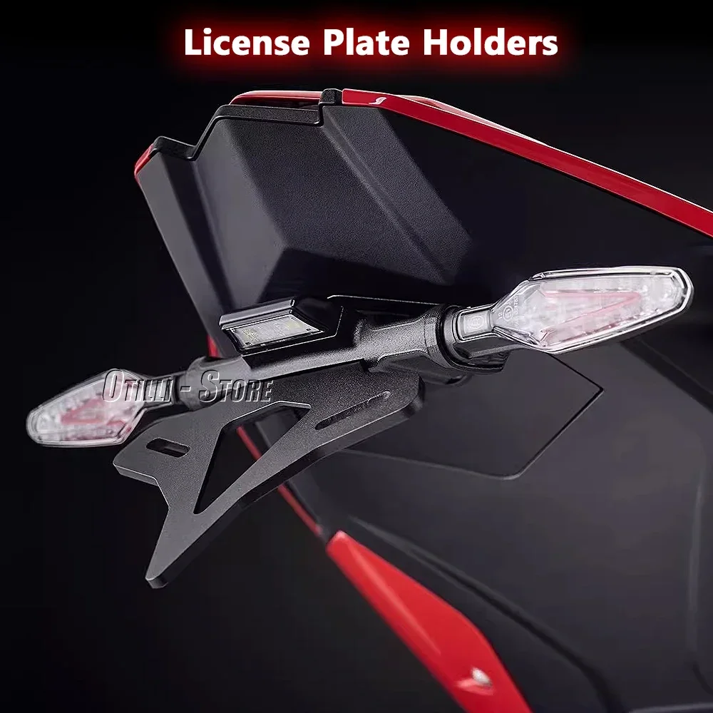 BMW S1000RR M1000RR S1000 RR 2019-2024 용 LED 라이트가있는 오토바이 라이센스 플레이트 홀더 번호 홀더