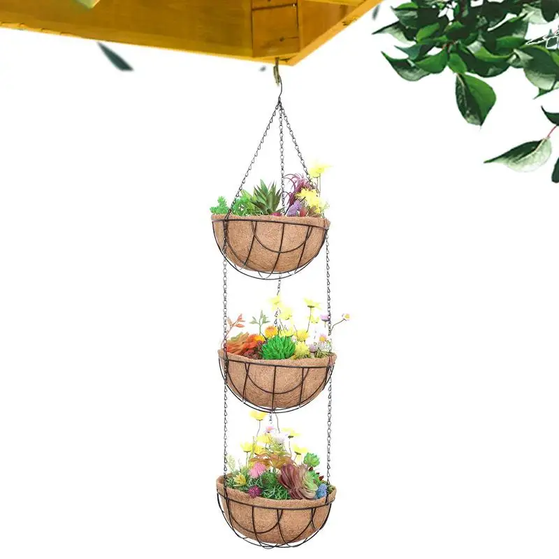 

Hangings Baskets For Plants Iron Hangings Baskets For Plants With Three Layer Large Wire Plant Holder Flower Pots Hangers For