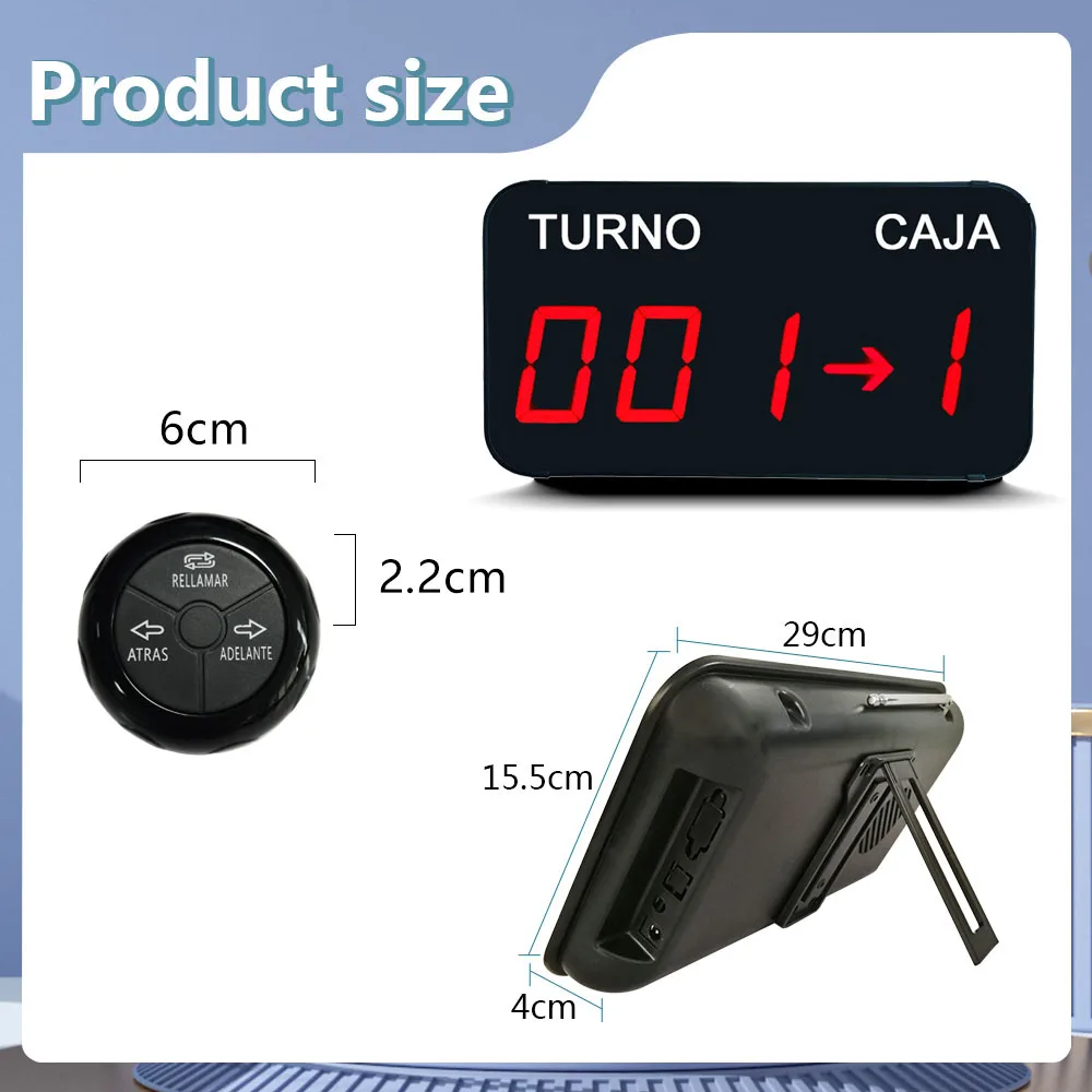 Wireless Queue Calling System Turn O Matic TURNO 3-Digit Display Screen with Next Control Button for Bubble Tea Cafe Restaurant