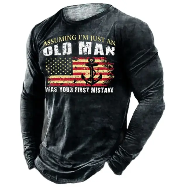 Fashion Letter Print American T-shirt 3d Long Sleeve Loose Spring Autumn Men's Casual Breathable Oversized T-shirt Top Clothes 2