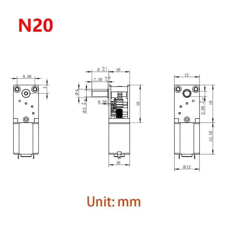 Micro 050 N30 N20 Worm Gear Motor DC3V-12V 6V 9V 4-762rpm Slow Speed All Metal Gearbox Engine Right Angle Output Shaft