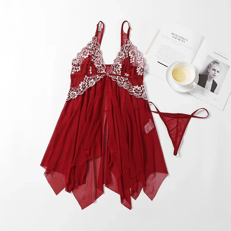 Women Nightdress Women Sexy Night Dress Erotic Lingerie Front Closure Transparent Lace Underwear Floral Sleepwear Sex Woman Nightie women lingerie,women lingerie set,women nightgowns,women nightdresses,sleeping dress