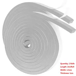 Foam Weatherproof Self-Adhesive Door & Window Sealing Strip (White 1.5cm-2 Rolls)