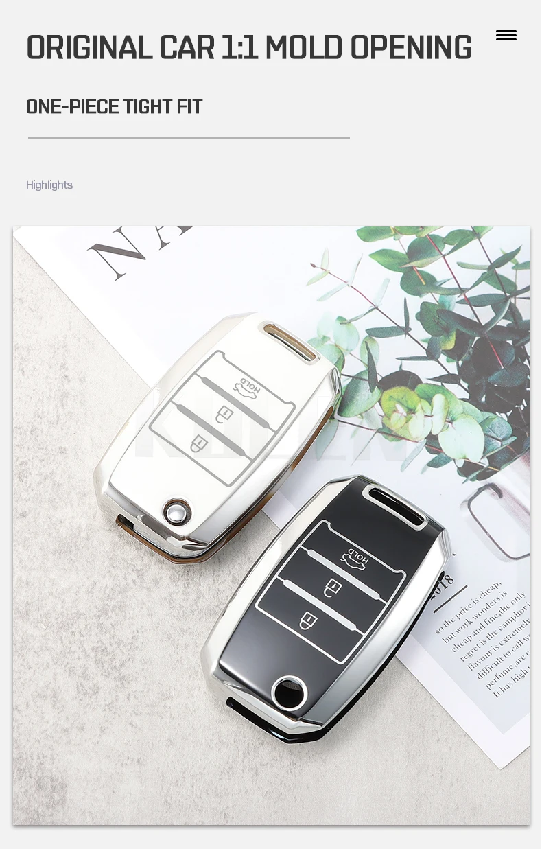 TPU Car Flip Key Case Cover Shell Fob per KIA RIO 3 K2 Ceed Cerato K3 K5 Sorento Sportage Soul K4 Picanto Optima Forte Stinger - Sa3ad3bc6b8e14516b87307a54fca74f1S