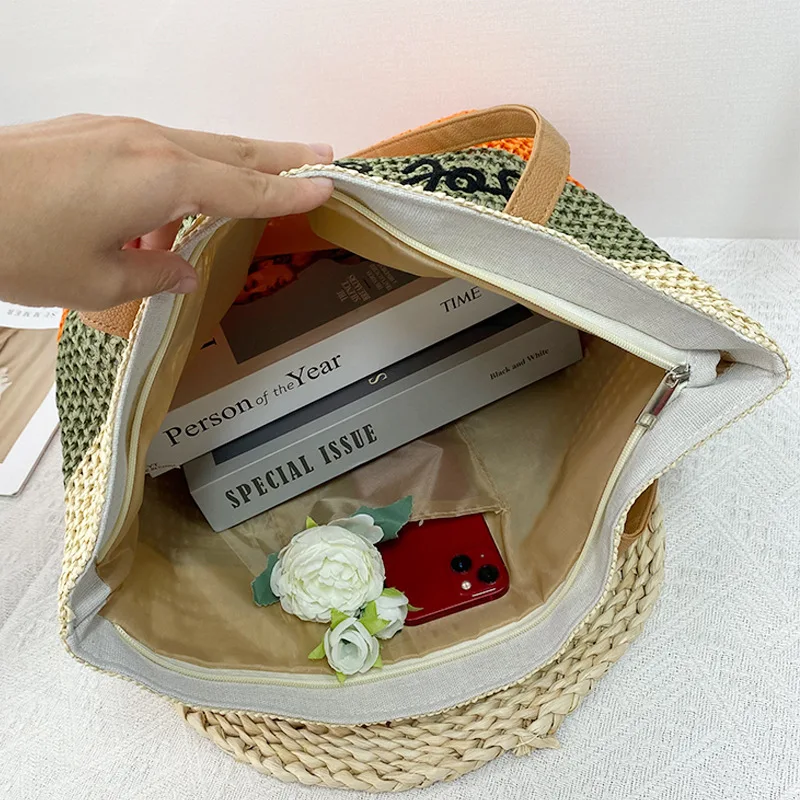 New Eco-friendly Straw Bag Women's Versatile Shoulder Bag Mommy Bag Fashion Beach Bag Twitter Bag Women's Handbags Tote Bags