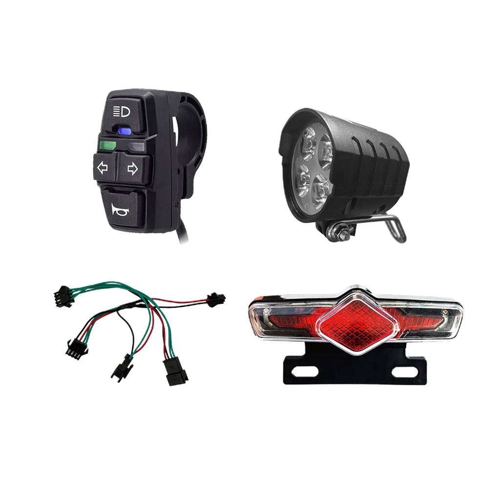 36V 48V 52V 60V E-Bike headlight taillight horn switch set , QD168 headlight +