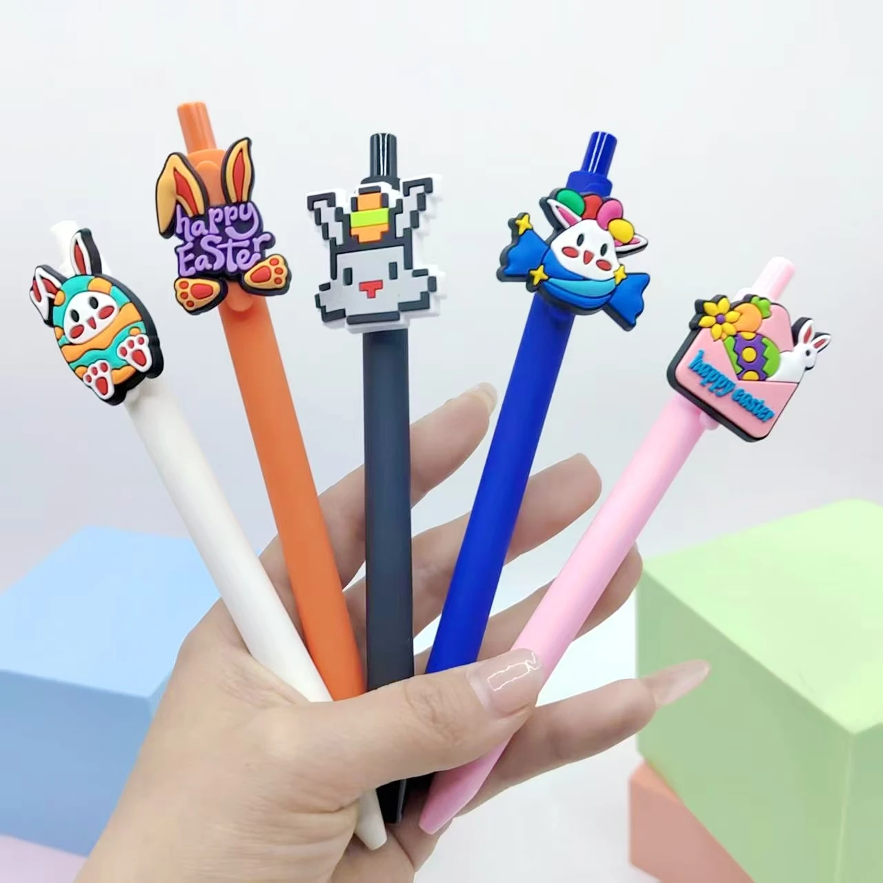 10PCS 부활절 스타일링 패치 펜, 부활절 테마 성별 중립 펜, 크리 에이 티브 휴일 선물 펜 쓰기 볼펜, 무작위 스타일