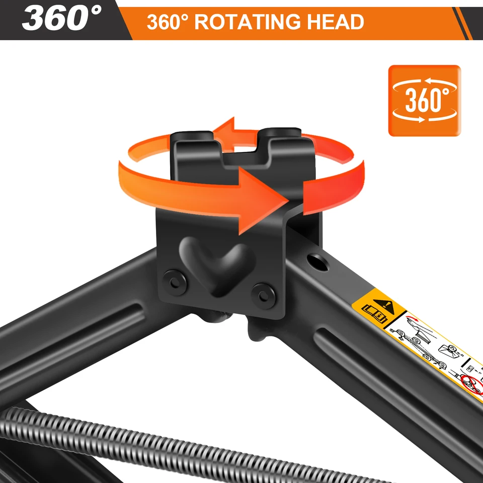 3 Ton Scissor Jack For Car - Heavy Duty Tire Jack Kit With Ratchet Handle & L-Wrench, Portable, Matt Black