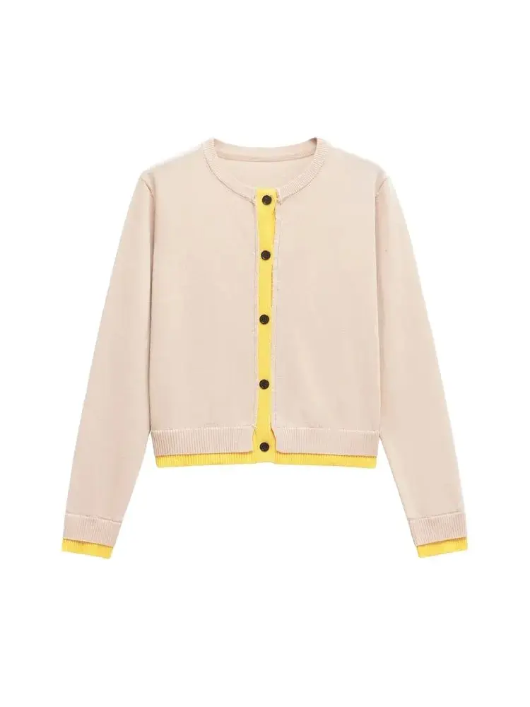 Women's Patchwork Cropped Knit Cardigan