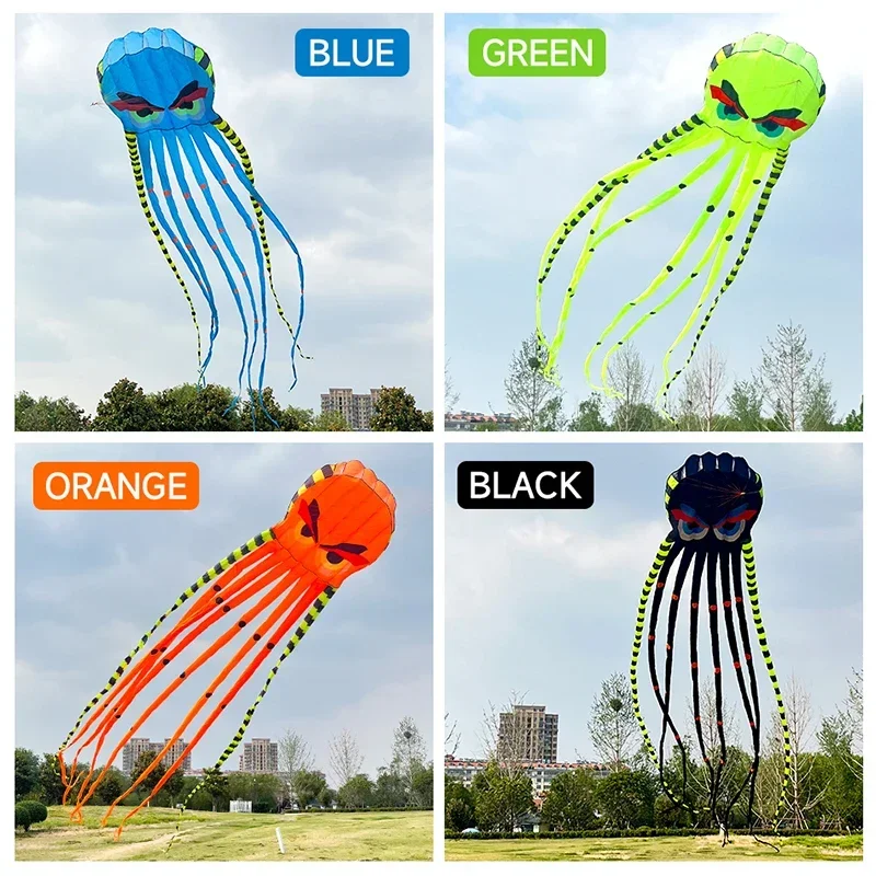 3D 8-meter Octopus Kite Four-colors Large Animal Soft Kite Outdoor Inflatabls Adult Kites Easy To Fly Nylon Tear Resistant