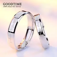 Fashion Pure100% 925 Sterling Silver Couple Ring Simple Smooth Heartbeat Shape Wedding Band Jewewlry Lovers Gift For Women Men 1