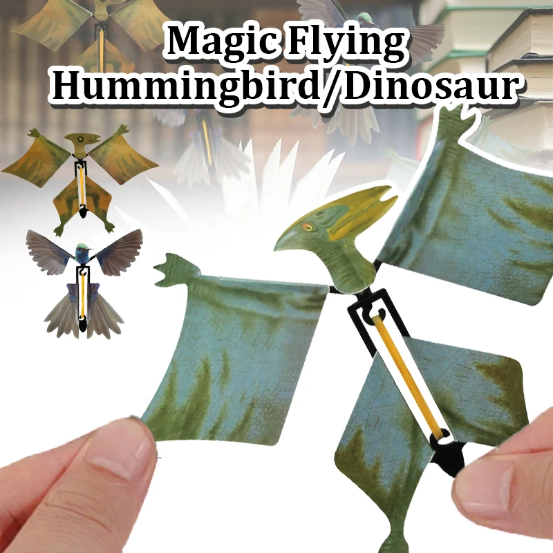 

Magic Flying Butterfly Flying Dinosaur Hummingbird In The Book Magic Props Rubber Band Powered Flying Toy Party Gifts