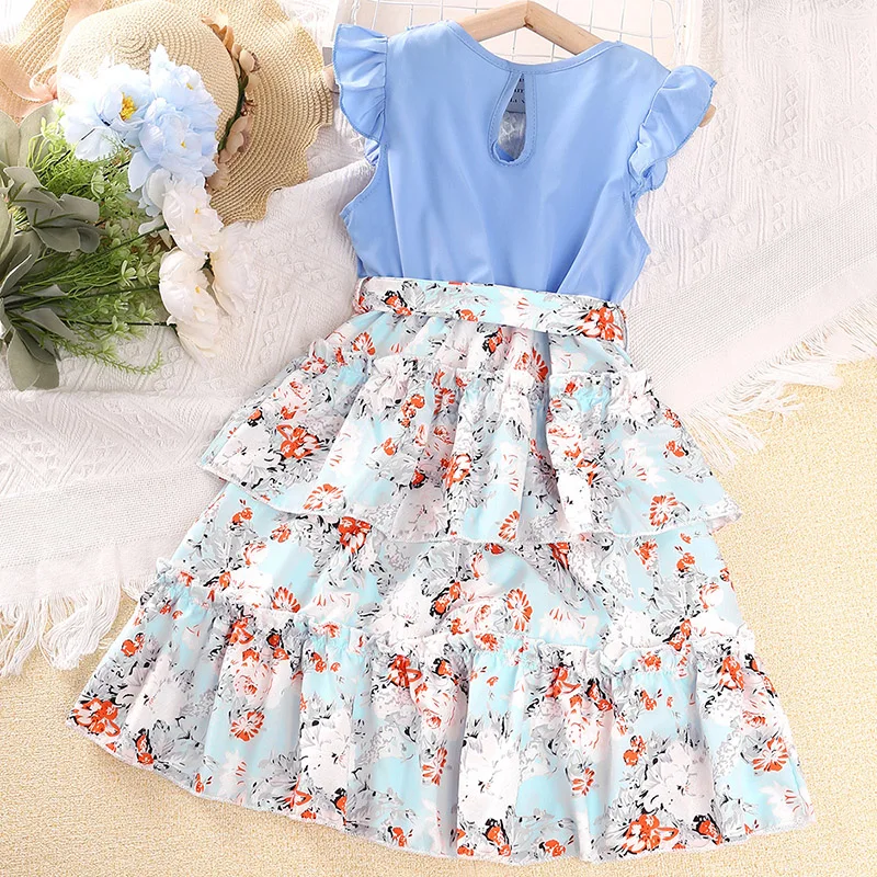 Girl's Ruched Floral Dress 2
