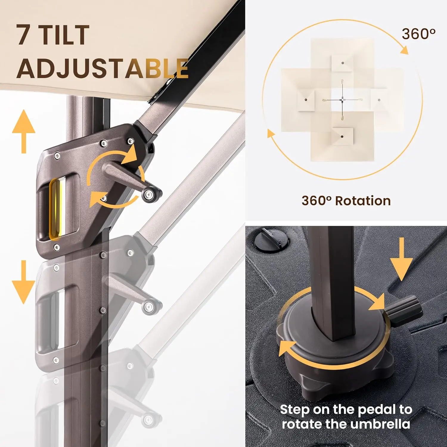 10 X 13 FT Cantilever Patio Umbrella with Base 3