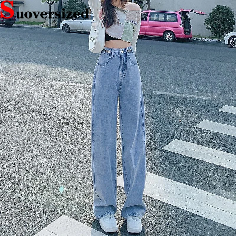 

Baggy Women's Wide Leg Jeans Spring High Waist Casual Denim Pants Fashion Streetwear Vaqueros Vintage Korean Straight Trousers