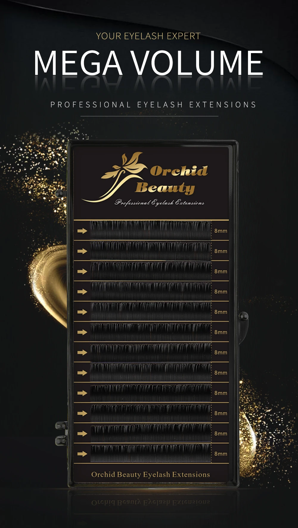 Description Picture 2 of itemOrchid Beauty Dark Black Color False Eyelash Eyelash Extensions Premium Mink Lashes Mega Volume Eyelashes