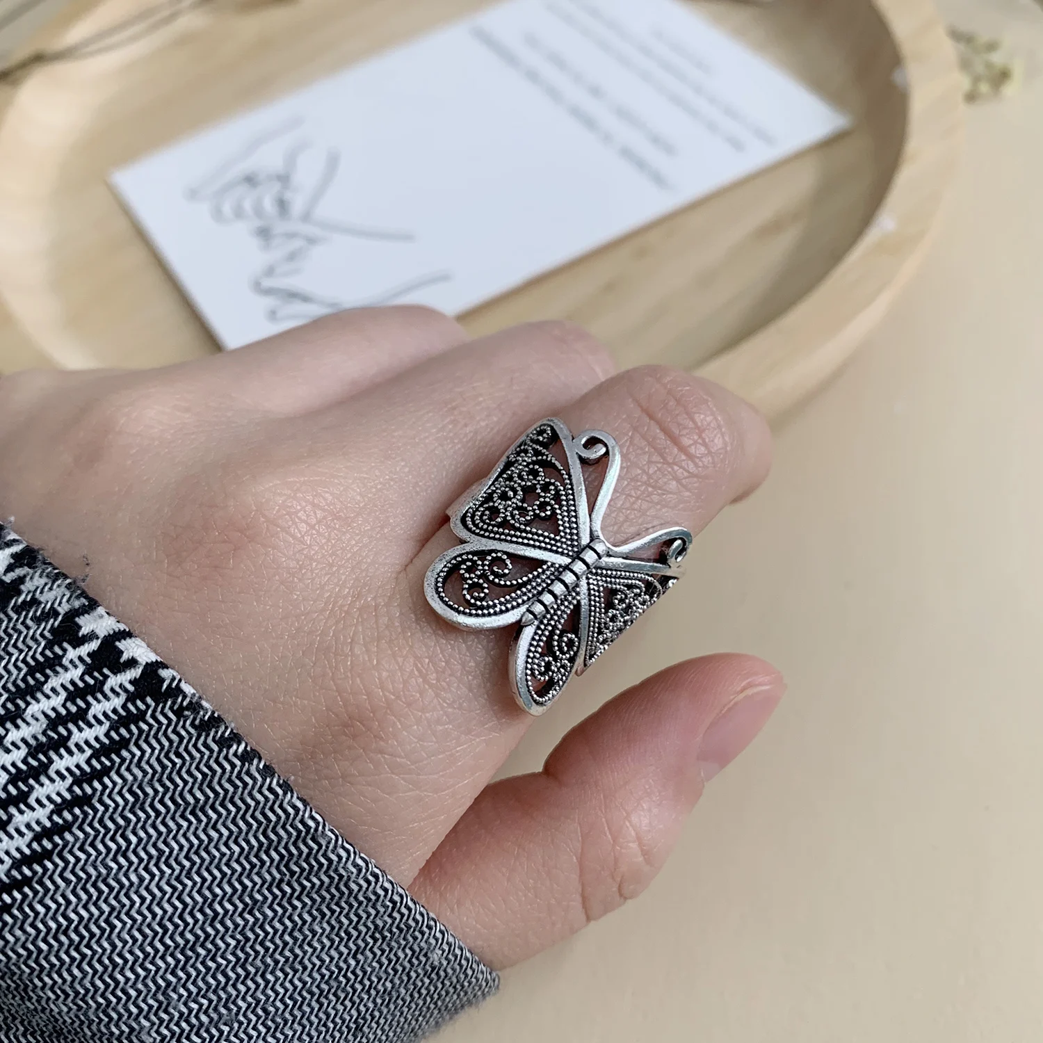 Silver Ring Womens Ring Finger Rings Jewelry Rings Ring Jewelry Retro Boho Butterfly Ring For Women Fashion Silver Color Owl Angel Wing Cat Animal Irregular Opening Rings Ethnic Jewelry