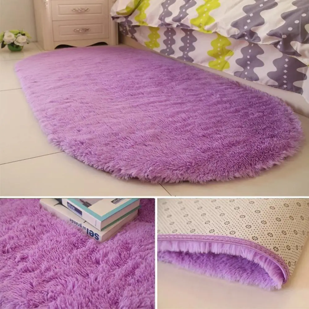 Fluffy Oval Rug Carpets for Living Room Home Decor Bedroom Kid Room Floor Mat Decoration Salon Pile Rug 40*60cm Plush floor mat shaggy rugs
