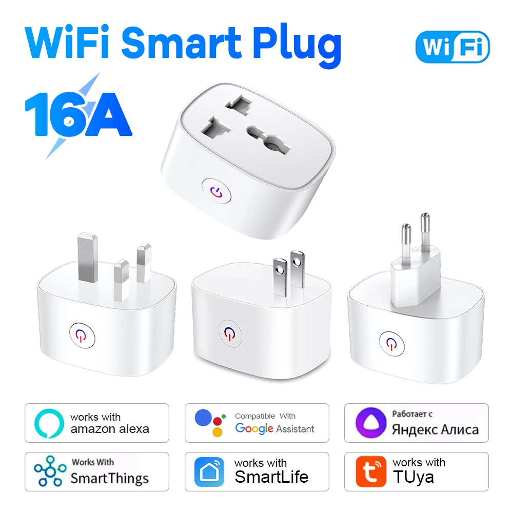 16A ปลั๊กสมาร์ท EU UK US Energy Monitor ซ็อกเก็ต WiFi รีโมทคอนโทรลจับเวลา Alexa Google Home สําหรับซ็อกเก็ตไฟฟ้าอุปกรณ์เสริม 1