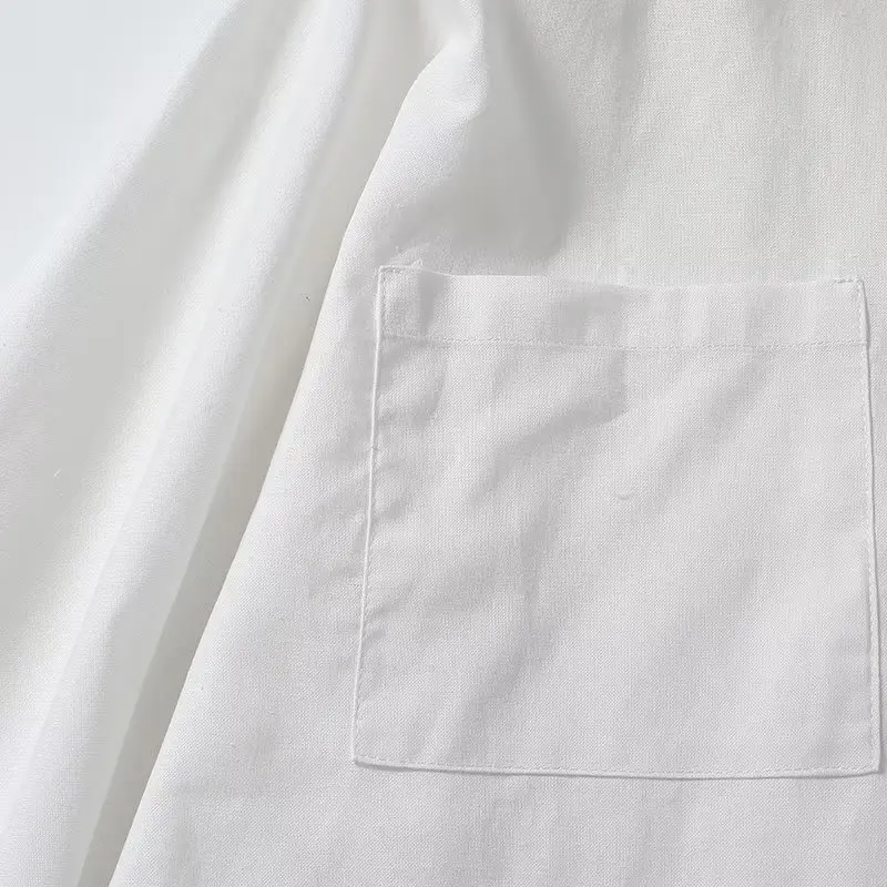 Withered Fashion Women's White Casual Long Sleeve Shirt Ladies Autumn Loose Pocket Shirt Top Blouse Women