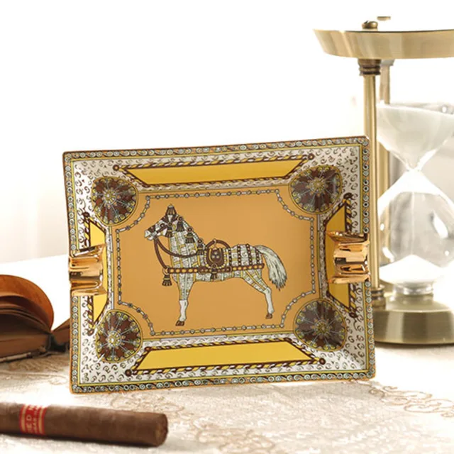 European ashtray ceramic living room high-end luxury KTV cigar ashtray  trend war horse ashtray Phnom Penh smoking tray CL83004 - AliExpress