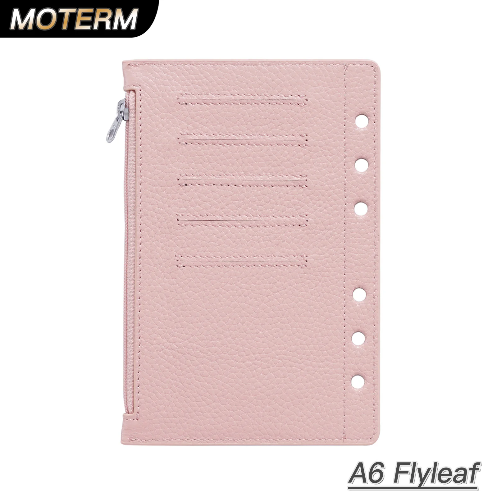 Moterm Zipper Flyleaf for A6 Size Ring Planner Genuine Pebbled Grain ...
