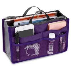 Premium Nylon Travel Handbag Organizer with Large Capacity for Cosmetics and Essentials (Purple)