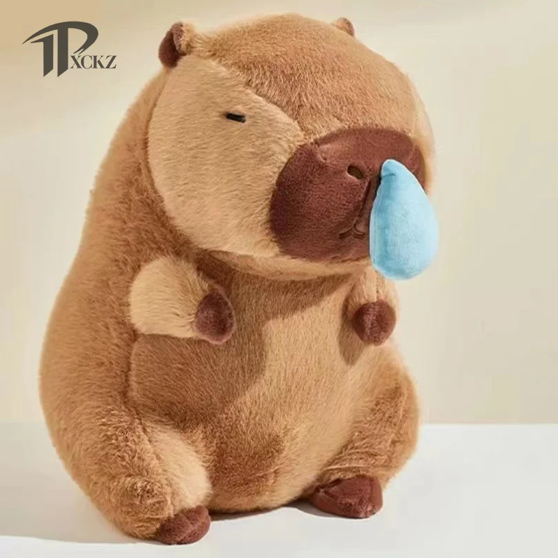 

Cute Fluffty Soft Stuffed Plushy Doll Snotty Capybara Plush Simulation Animals With Stretchable Nasal Mucus Capibara Kid Gift